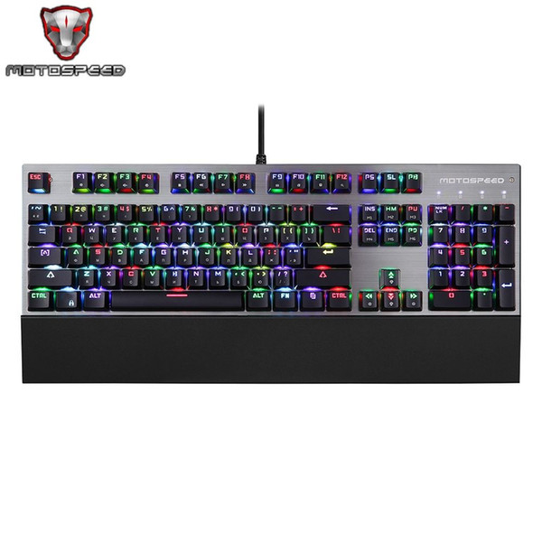 Motospeed CK108 Russian/English Version USB Wired Gaming Keyboard Mechanical Keyboard Black Blue Switch with 18 Backlight