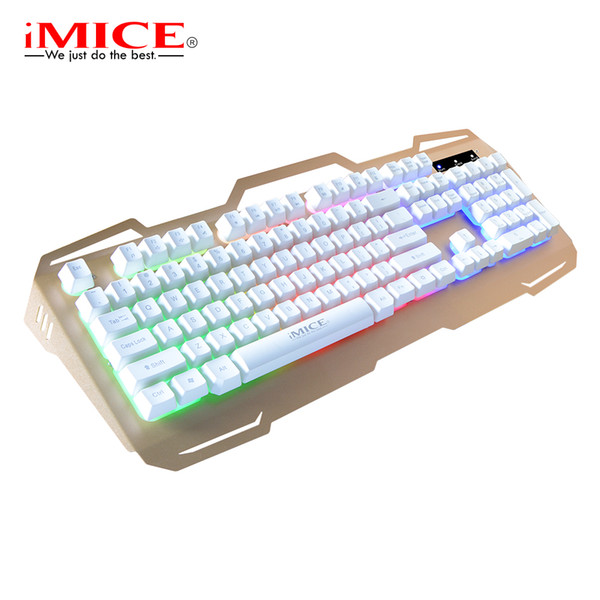 IMICE AK-400 Metal Gaming Keyboard RGB Breathing Light Spill-Resistant Suspension Cap Radium Carvings USB Wired Computer Keyboard