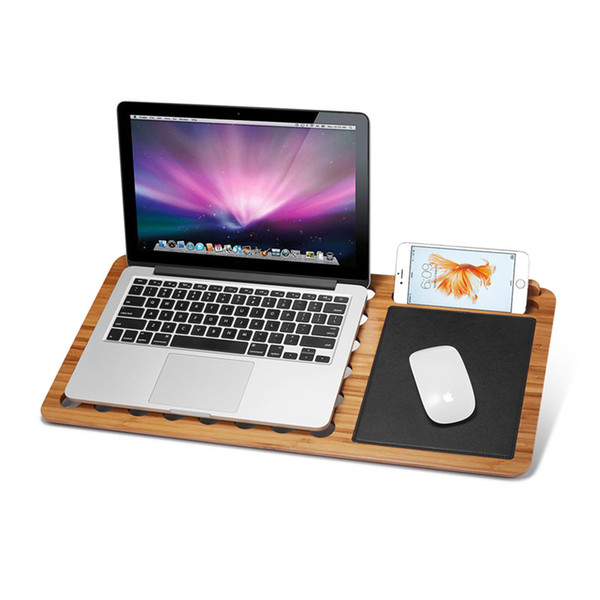 Wooden iPad Holder Convenient for Typing 13/15 inch Bamboo Stand with Mouse-pad Support Palm Rest Wrist Rest for iPhone iPad Tablet Laptop