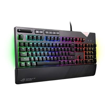 ROG Strix Flare RGB mechanical gaming keyboard with Cherry MX switches, customizable illuminated badge and dedicated media keys