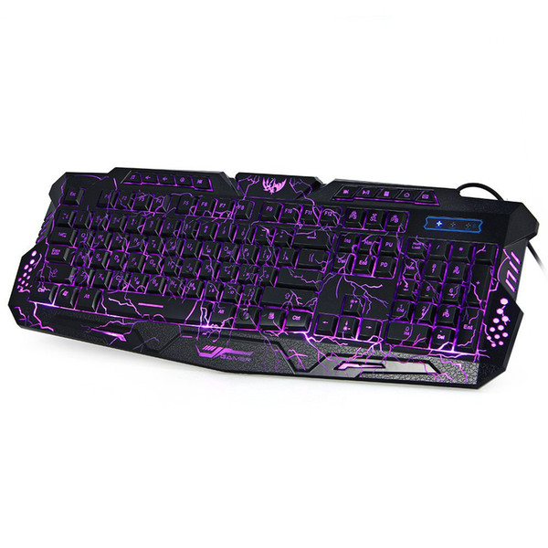 Russian Version Gaming Keyboard Gamer 3color Switchable Backlights LED USB Wired Game Keyboard