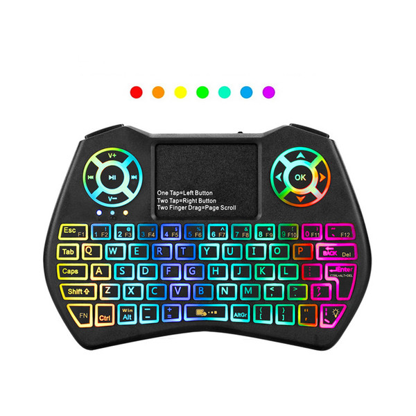 NEW colorful backlit I9 Plus Mini Wireless Keyboard 2.4GHz Touchpad Backlight for Android TV Box Air mouse VS I8 mini keyboard