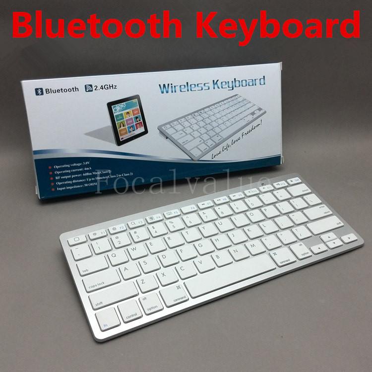 Mini Ultra Thin Aluminum 2.4Ghz Bluetooth Wireless Keyboard For Tablet PC Macbook Mac iPad 2 3 4 Mini Air Etc Keyboards Free Shipping