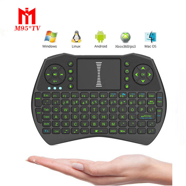 2017 I9 Mini Wireless Keyboard with Green LED Backlit 2.4GHz Fly Air Mouse Remote Controlers touchpad For PC, Pad, Android TV Box