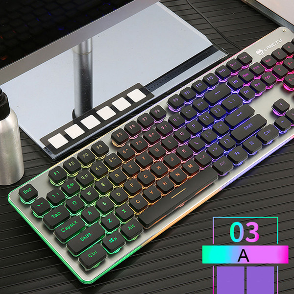 2018 New 104 Keys Colorful Crack LED Illuminated Backlit Keyboard USB Wired PC Gaming Keyboard Cool Full Size