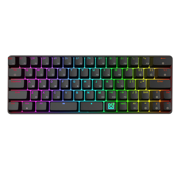 GK66 USB-C Wired Split-Spacebar Hot-swappable Gateron Optical Switch RGB Mechanical Gaming Keyboard TypeC-Cable Also for-Mac OS