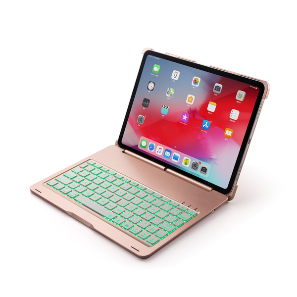 For iPad pro 11inch 2018 Bluetooth Wireless Keyboard Case Cover with 7 Color Backlit Aluminum Cases F105AS