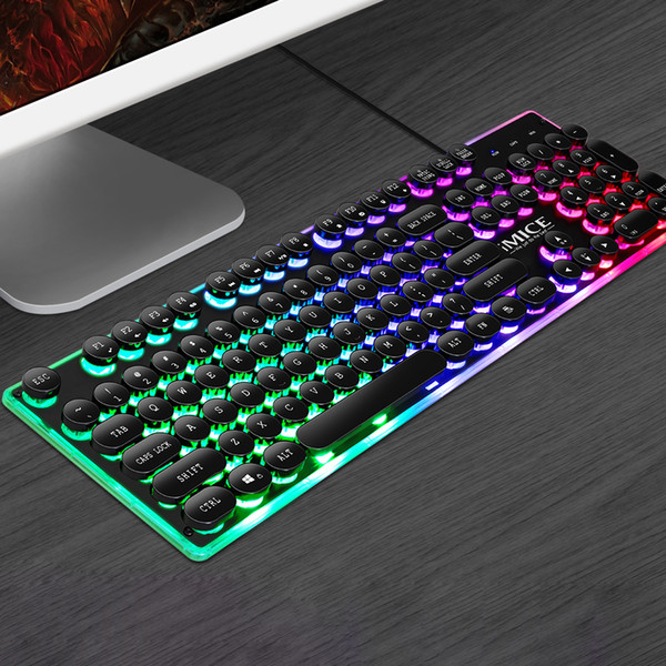 IMICE AK-700 Retro Steampunk gaming keyboard RGB Backlit 104-Key Spill-Resistant Design Anti-ghosting Metal Panel USB Wired Keyboard