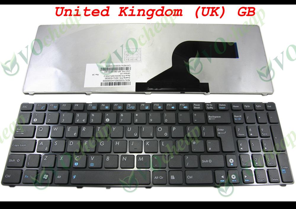 New Laptop keyboard FOR Asus G60 K52 U50 UX50 X61 G60J G60V G60JX G60VX Black with Frame UK GB Version - MP-09Q36GB-920