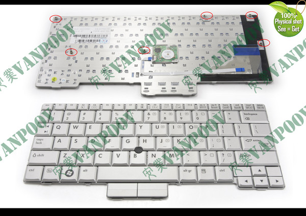 New and Original Notebook Laptop keyboard FOR HP Compaq EliteBook 2710 2730 2710P 2730P Silver (Black Trackpoint) US Version - MP-06883US669