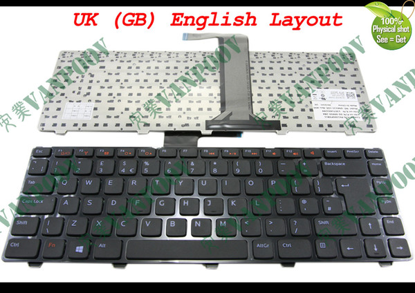 New Laptop keyboard for Dell for Inspiron 14R (N4110) Black key Black frame UK (GB) Version - 0KCP3T