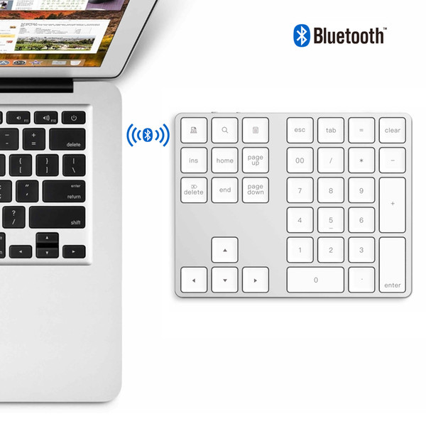 Aluminum alloy digital keyboard wedge shaped design suitable for Apple Android WIN notebook computer Bluetooth keyboard free shipping