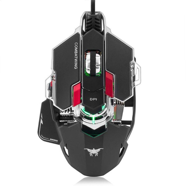 COMBATERWING USB Wired Optical Gaming Mouse 5500DPI Programmable 10 Buttons RGB Backlight Mice Ergonomics Gaming Part Accessory