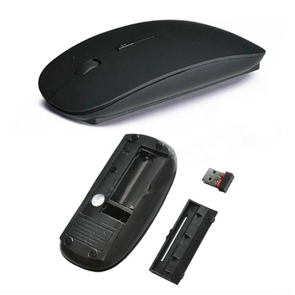 Slim Thin USB Mouse Cordless Optical Mouse + USB 2.4G Receiver for PC Laptop Desktop Computer