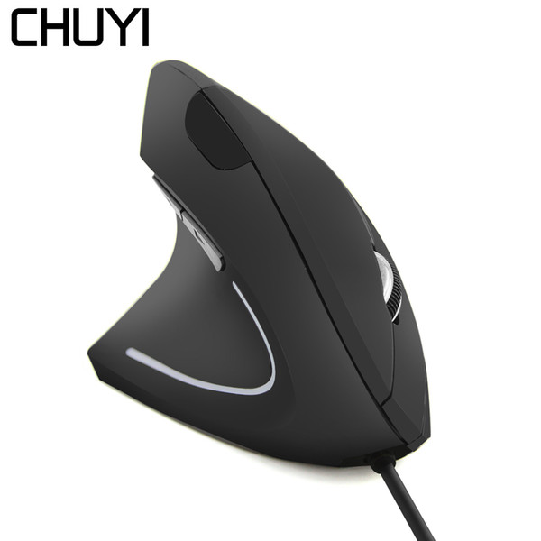 CHUYI Adjustable 1600DPI Ergonomic LED Backlit Computer Mouse USB Power Cable Wired Left Hand Vertical Mouse with Mousepad Kits