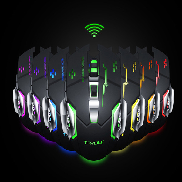 Thunder wolf Q13 wireless mouse charging mute gaming mouse mechanical colorful light Suit Office or Computer