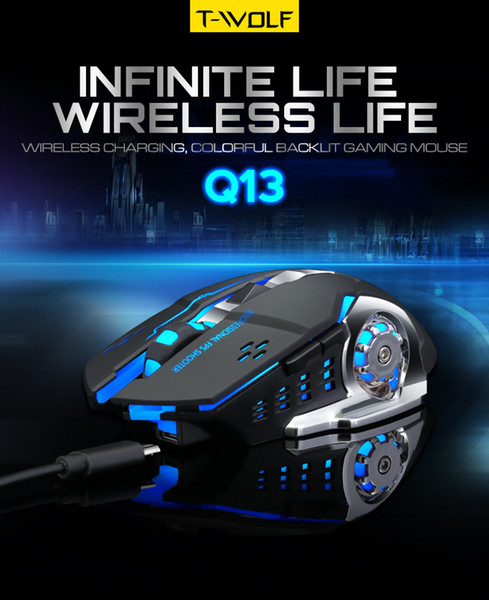 HOT selling Thunder Wolf Q13 wireless mouse charging colorful luminescent mute game mouse, desktop notebook general