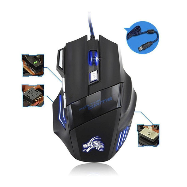 5500 DPI 7 Button LED Optical USB Wired Gaming Mouse Mice for pc laptop