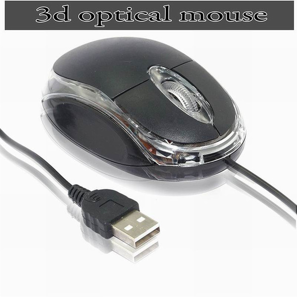 New Black USB 3D Optical Scroll Wheel Mini Mouse For PC Laptop