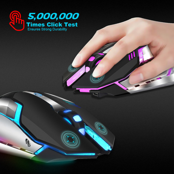 (new generati)HXSJ M10 Wireless Gaming Mouse 2400dpi Rechargeable 7 color Backlight Breathing Comfort Gamer Mice for Computer Desktop Laptop