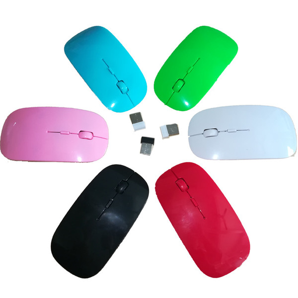 Hot Candy color ultra thin wireless mouse and receiver 2.4G USB optical Colorful USB Receiver ultrathin Slim Mouse wireless computer mouse