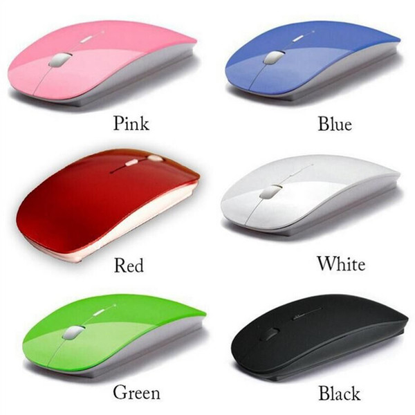 2016 Wireless Mouse Ultra Thin USB Optical 2.4G Receiver Super Slim Mouse For Computer PC Laptop Desktop 6 color Mice 1pc/lot