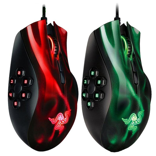 Razer Naga Hex MOBA PC Gaming Mouse 3500dpi Razer USB Mouse Laser Sensor Computer Wired Mice 10 Million Click Life Cycle Green/Red