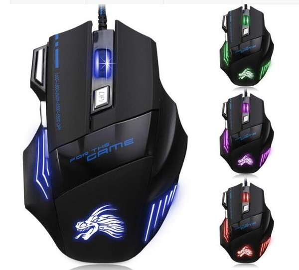 High Quality Professional Wired Gaming Mouse 7 Button 5500 DPI LED Optical USB Wired Computer Mouse Mice Cable Mouse DHL fast