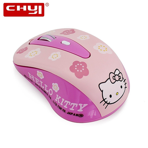 CHYI Hello Kitty Wireless Mouse Computer Mouse 800-1200-1600DPI Adjustable Wireless Optical PC Gaming Mause Pink Mice For Girls