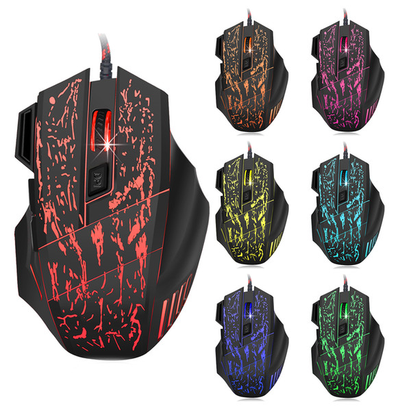 Professional USB Wired Gaming Mouse 7 Buttons Support 5500DPI Resolution Mouse Mice with Breathing Lights