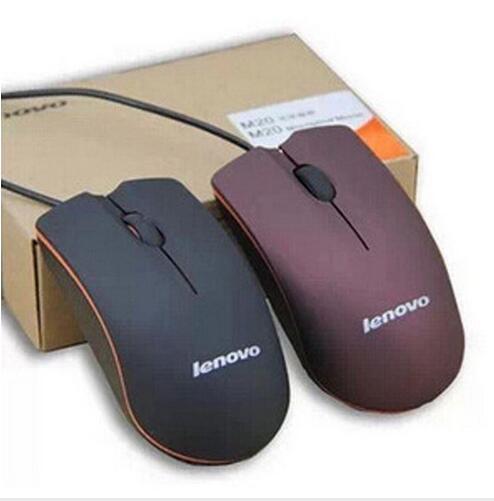 New Wholesale Lenovo M20 mouse mini Wired 3D Scrub Optical USB Mouse For Computer Laptop DPI 1000 Free shipping