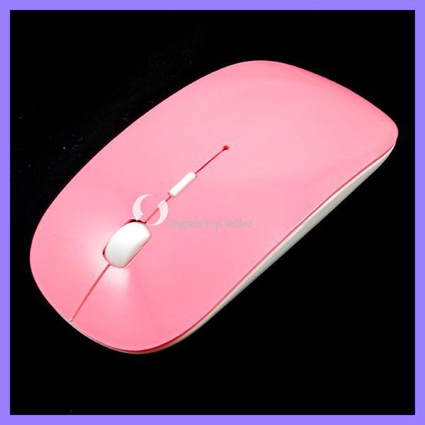 Thin Slim USB Wireless Optical Mouse 2.4GHz Blue-ray Mice- PC Laptop 30pcs/lot Pink