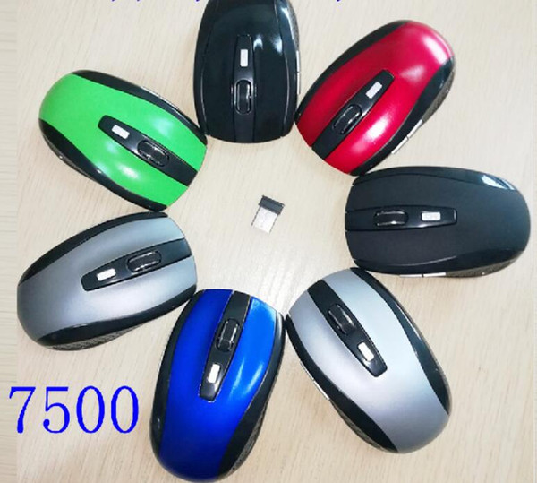 USB Optical Wireless Mouse USB Receiver mouse 6D 7500 Energy-Saving Mice for Game Computer Tablet PC Laptop DHL