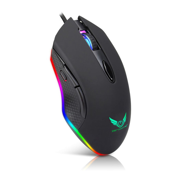 ZERODATE Programmable Gaming Mouse 4800 DPI 6 Buttons RGB Backlit USB Optical Mouse Gamer for PC Laptop