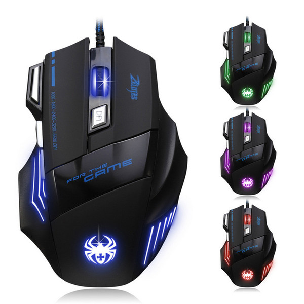 wired gaming mouse adjustable DPI 1000-7200 DPI led optical usb computer mouse gamer mice professional 7 button A grade cheap price