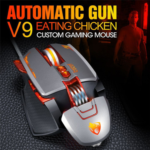 V9 wired gaming mouse electronic sports mechanical mouse macros define a one-button press gun mouse for desktop computer with retail