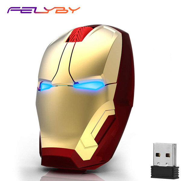 FELYBY Ergonomic Wireless Iron Man Mouse Portable Mobile Computer Mouse 1600DPI Optical Mice for Laptop Computer Macbook