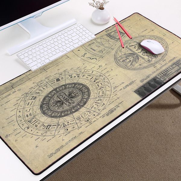 Mairuige STARGATE SG-1 Design Drawings Style Pattern Mousepad Mice Mat Pad Overlock Edge Large Size for Decorative Desktop