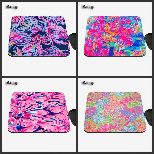 2017 New Lilly Pulitzer Pattern Customized Color Natural Rubber Anti-Slip Bottom Rectangular Game Mouse Pad Home Decorative Table Mat