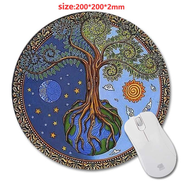 DIY Wholesale Custom Designed Rubber Soft Mouse Pad With Mandala Fashion Design Circular Mousepad With Rubber 20cm by Mouse Pads