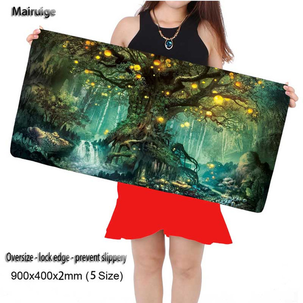 Mairuige DIY Custom Landscape Tree Large 900mm * 300mm Gaming Mouse Pad Mat Locking Non-slip Mouse Mat for PC DOTA 2