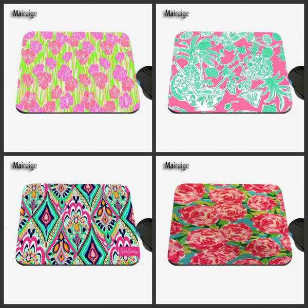 2017 New Lilly Pulitzer Pattern Customized Color 18*22/20*25/25*29CM Natural Rubber Anti-Slip Bottom Rectangular Game Mouse Pad Table Pad