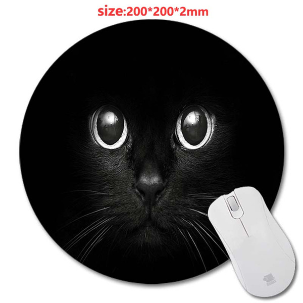 Sell Circular Animal Cat Design Print Wholesale New Round Mouse Pad Antiskid Rubber Mat game Mouse Pad, Office Gift 200*200*2mm