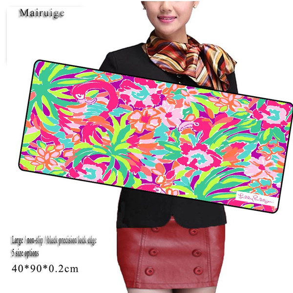 Lilly Pulitzer red beautiful flower 900X400X2MM large size mouse pad LOL Csgo game speed control, lock edge decoration table gift