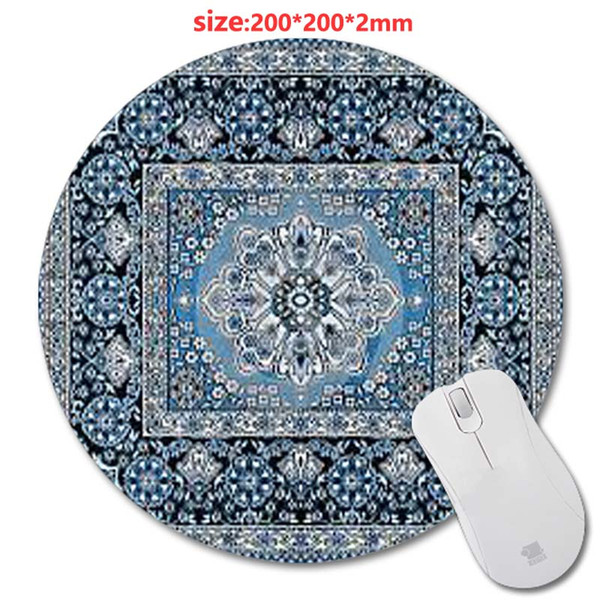 Size 200 * 200 * 2 mm Sale Persian Carpets 3D printing Round Rubber Soft Mouse pad lasting computers and laptops mouse pad