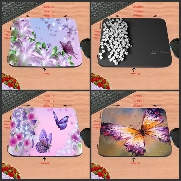 Beautiful Colorful Butterflies and Flowers Game Antiskid Rectangular Computer Mouse Pad, Custom Size, Decorate Your Desk Design