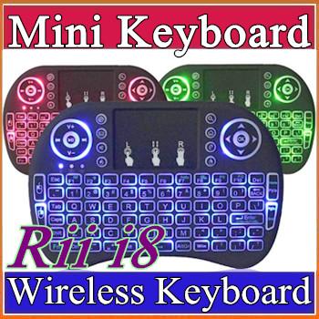 10X Rii I8 Mini Keyboard Wireless Backlight Green Blue Red Light Air Mouse Remote With Touchpad Handheld For T95 M8S S905X S905 TV BOX A-FS