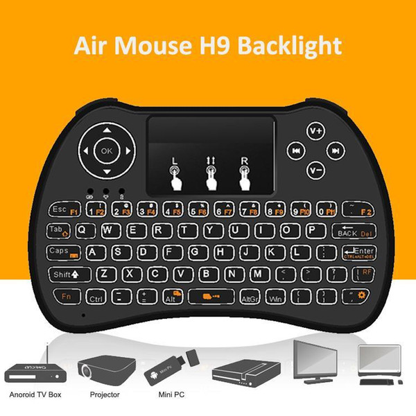 Wireless Backlit Keyboard H9 Fly Air Mouse Multi-Media Remote Control Touchpad Handheld For Android TV BOX