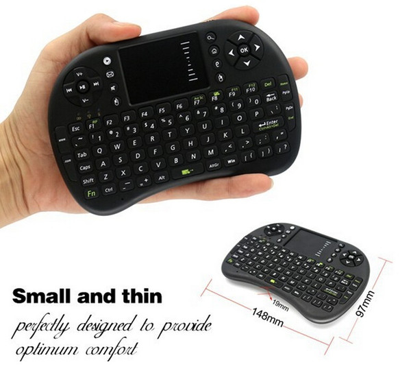 2.4G Rii Mini i8 Touch Fly Air Mouse chargeable battery Black and White Portable Wireless Keyboard Mouse Touchpad PC DHL Free