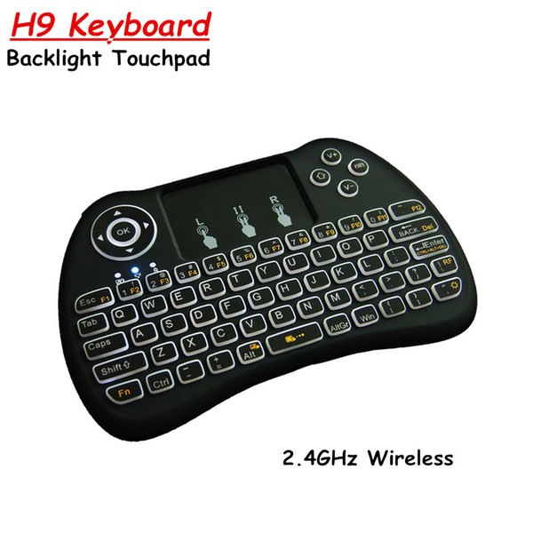 2.4G Wireless Backlit Keyboard H9 Fly Air Mouse Multi-Media Remote Control Touchpad Handheld For Android TV BOX MOQ:10PCS